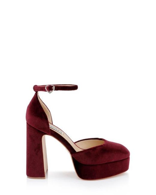 Badgley Mischka Red Jayda Ankle Strap Platform Pump