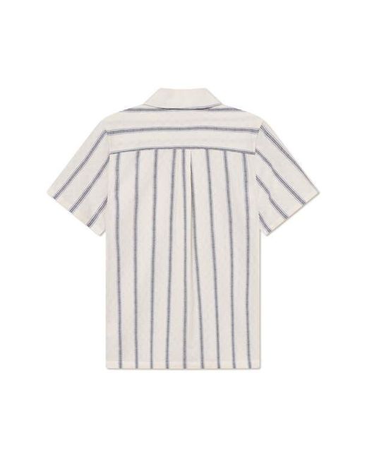 Les Deux White Lukas Textured Stripe Cotton Camp Shirt for men