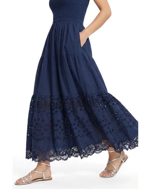 embroidered tiered midi dress Gari Dress In Gardenia Embroidery main image 1