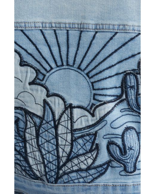 PTCL Blue Cactus Patch Embroidered Denim Jacket
