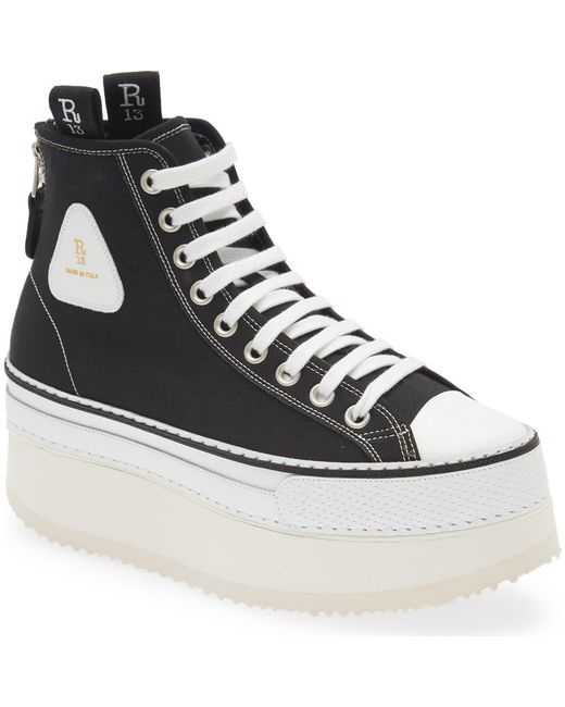 R13 White Platform High Top Sneaker