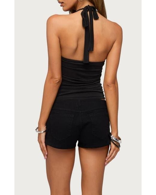 Edikted Black Ruched Sequin Halter Top