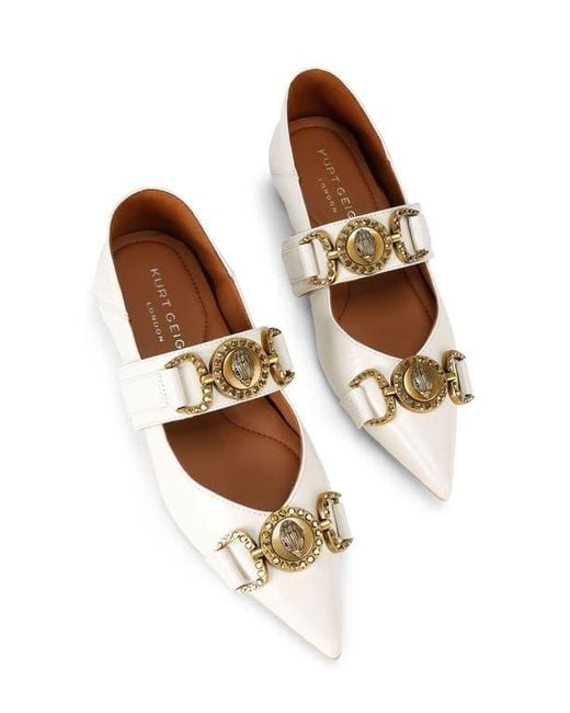 Kurt Geiger Natural Mansion Pointed Toe Mary Jane Flat