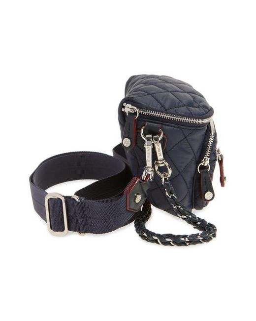 MZ Wallace Black Micro Crosby Diamond Quilted Nylon Sling Bag