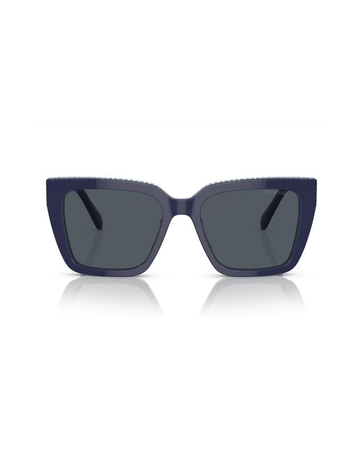 Swarovski Blue 54Mm Square Sunglasses
