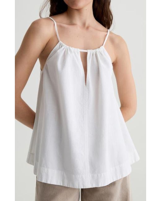 AG Jeans White Ivy Tie Strap Linen Blend Tank