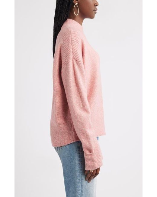 Treasure & Bond Red Rib Detail Mock Neck Sweater