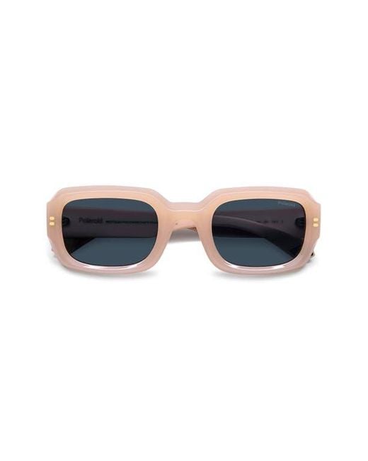Polaroid Blue 51Mm Polarized Rectangular Sunglasses