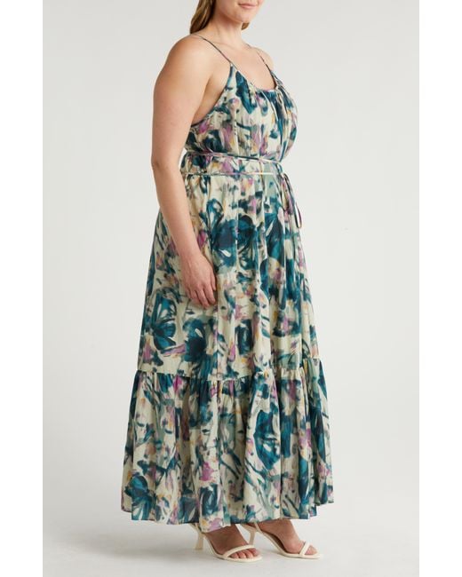 Nordstrom Green Tie Back Tiered Maxi Dress