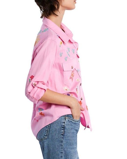 BILLY T Pink Sketchbook Embroidered Button-Up Shirt