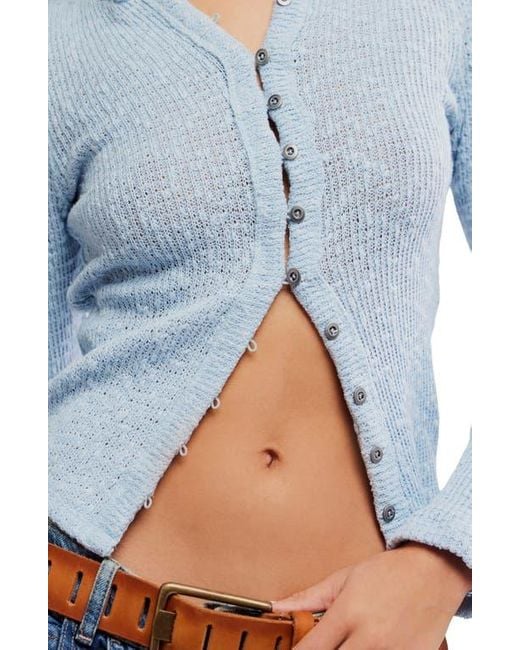 Free People Blue It's On Rib Cardigan