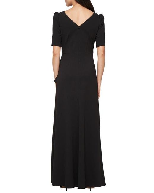 Alex Evenings Black Embellished Neck A-Line Gown
