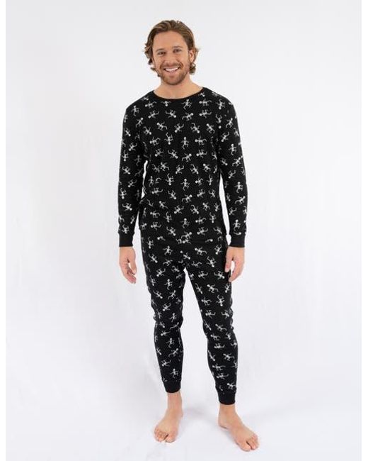 Leveret Black Cotton Matching Family Halloween Pajamas, Skeleton & Skull Prints for men