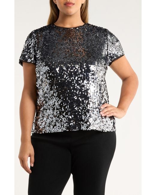 Anne Klein Black Paillette Top