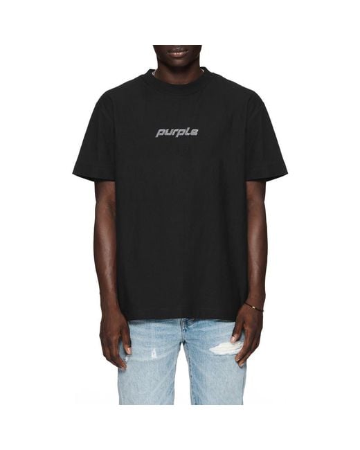 Purple Brand Black Heavyweight Jersey Graphic T-Shirt for men