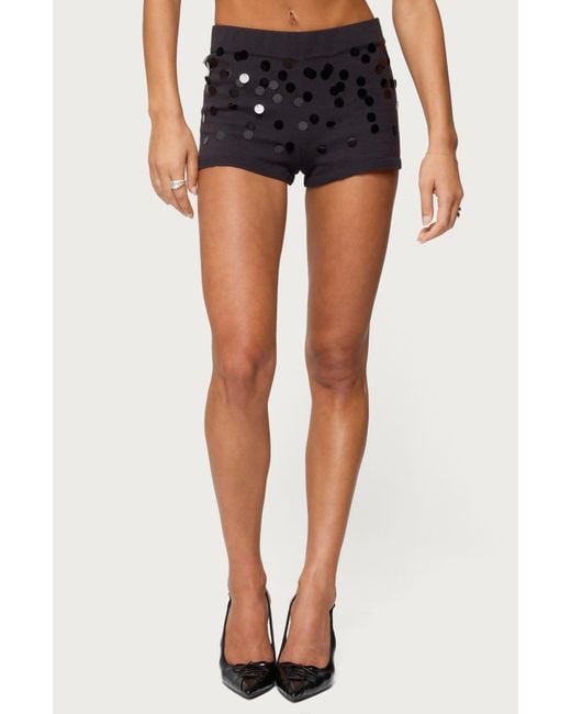 Edikted Blue Cierra Sequin Micro Shorts