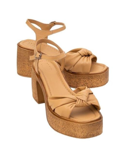Forever & Always Shoes Brown Tily Platform Wedge Leather Sandal
