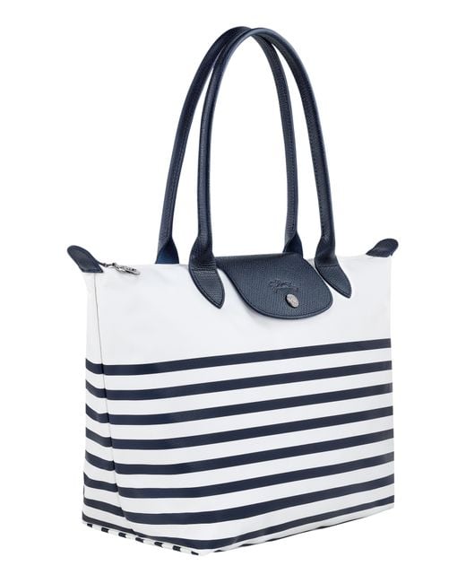 Longchamp Small Le Pliage Marinière Recycled Nylon Canvas Shoulder Tote in  Blue | Lyst