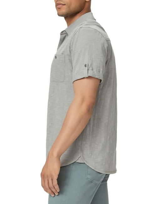 PAIGE Gray Brayden Knit Short Sleeve Button-up Shirt for men