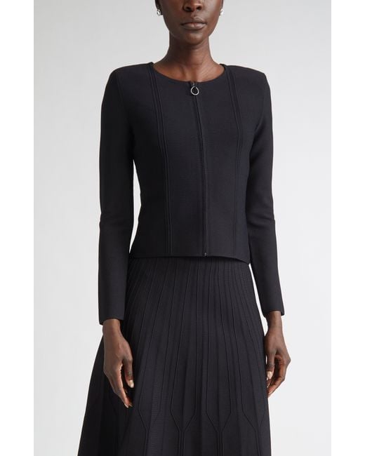 St. John Black Structured Knit Jacket