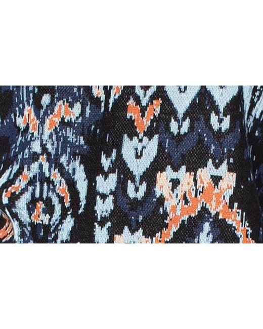 Liverpool Los Angeles Women's Blue Ikat Jacquard Crewneck Sweater