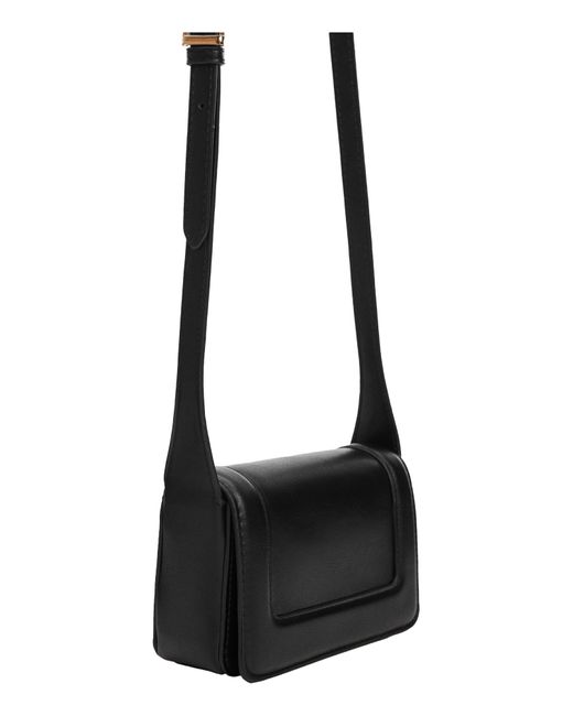 Mango Black Faux Leather Flap Crossbody Bag