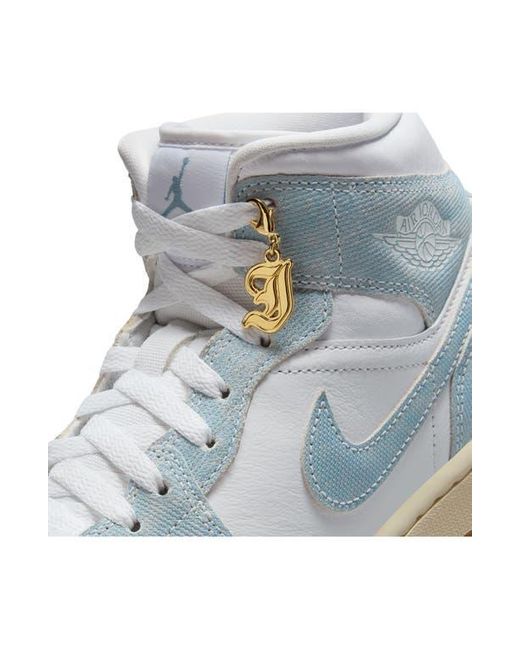 Nike Blue Air 1 Mid Se Velvet Basketball Sneaker