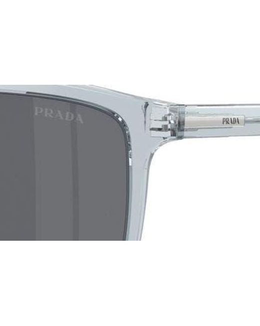 Prada Gray 58mm Rectangular Sunglasses for men