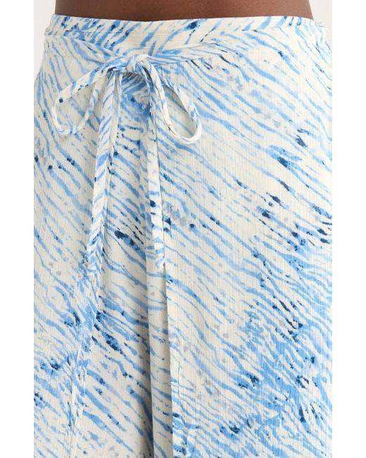 Elan Blue Print Cover-Up Wrap Pants