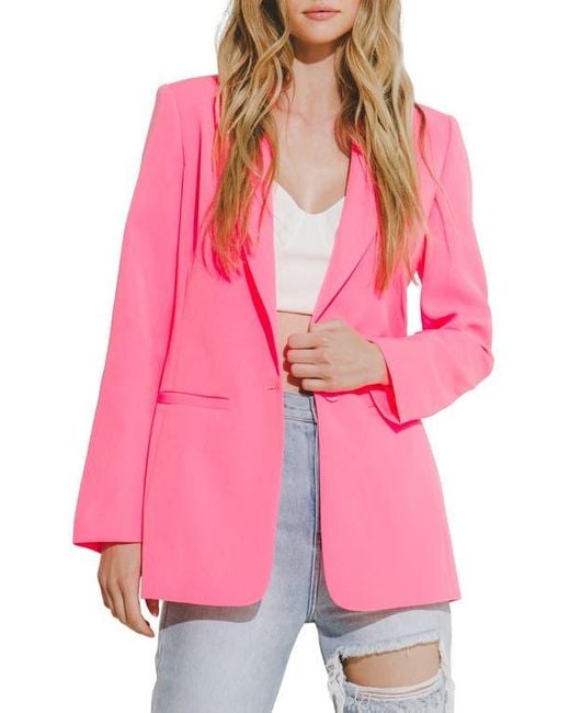 Endless Rose Pink Tailored Single Button Blazer