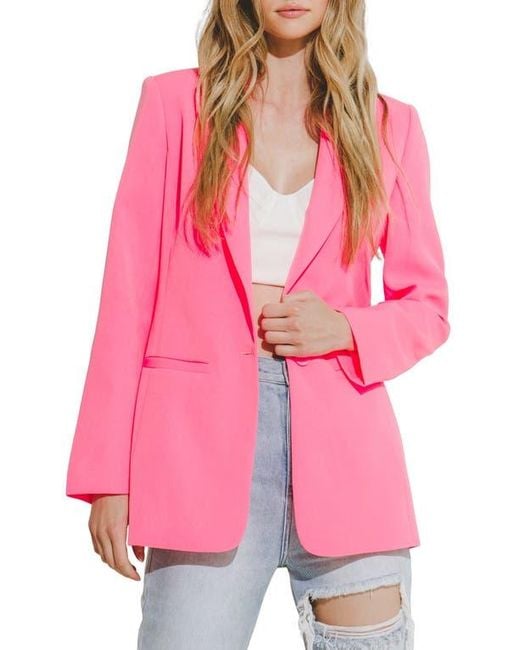 Endless Rose Pink Tailored Single Button Blazer