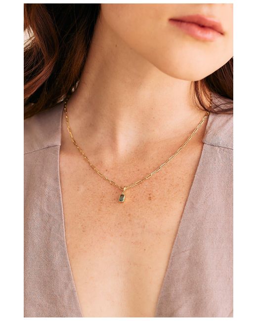 Brook and York Blue Mackenzie Birthstone Paper Clip Chain Pendant Necklace