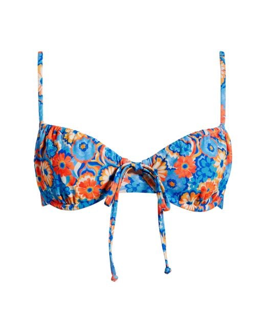Kulani Kinis Ruched Floral Underwire Bikini Top in Blue Lyst