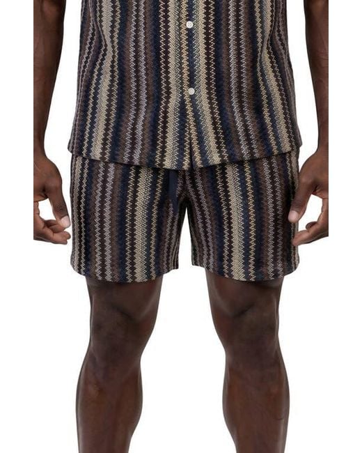 Maceoo Brown Knit Drawstring Shorts for men