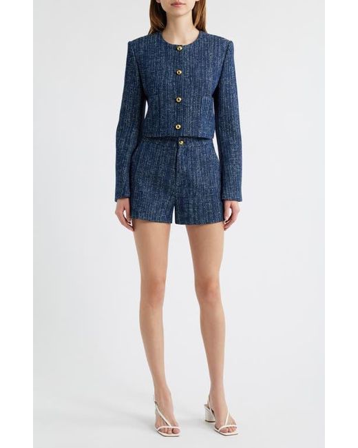 FRAME Blue The Tweed Crop Jacket