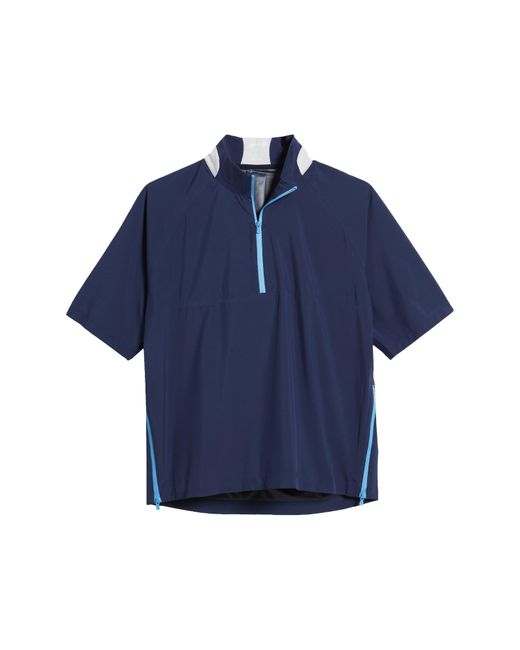 Johnnie-o Blue Stealth Stowable Short Sleeve Pullover Rain Jacket for men