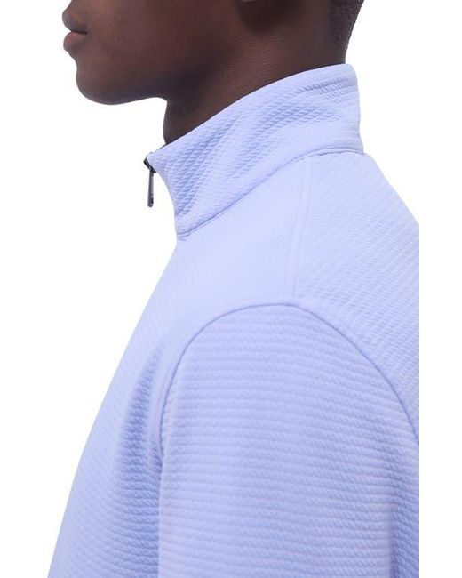 Bugatchi Blue Waffle Knit Quarter Zip Performance Pullover for men