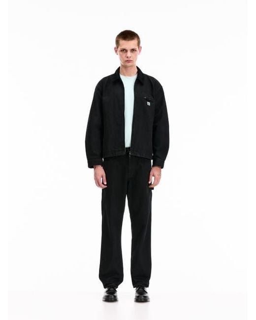 vowels Black Cord Collared Zip-Up Jacket for men