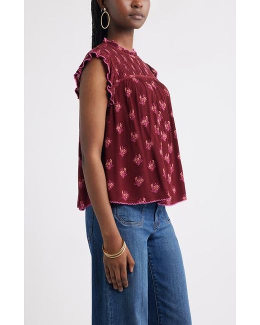 Treasure & Bond Shirred Ruffle Sleeve Top