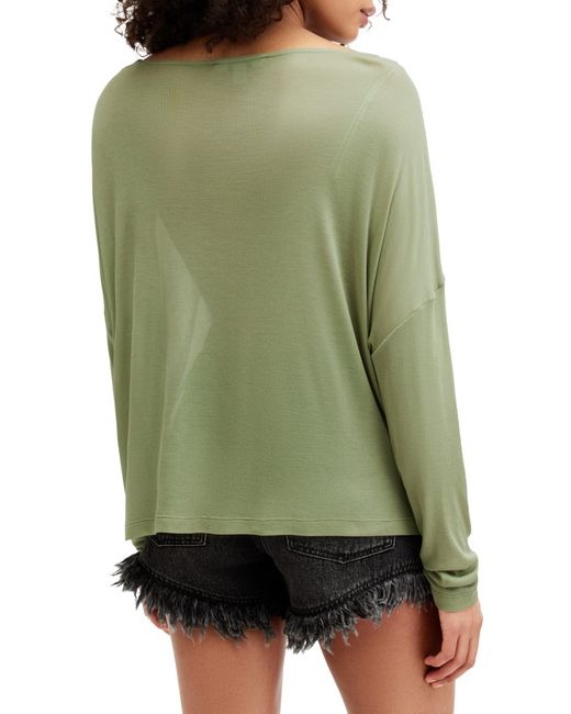 AllSaints Green Rita Oversize Long Sleeve T-shirt