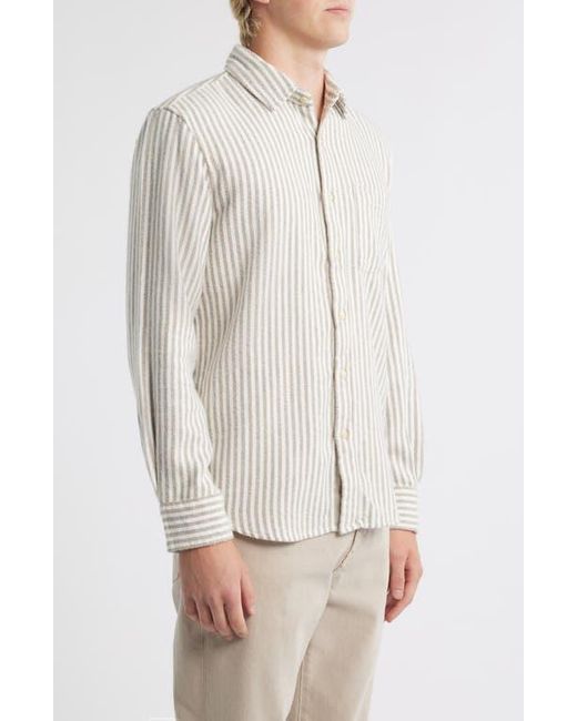Alex Crane Gray Cloud Stripe Organic Cotton Flannel Button-Up Shirt for men