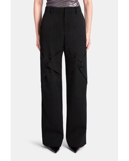 Kate Barton Black Draped Knee Wool Trouser