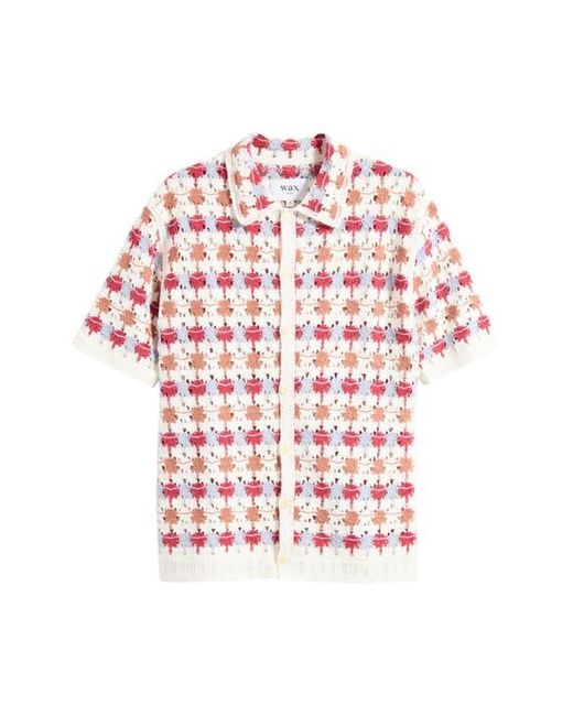 Wax London Red Porto Short Sleeve Cotton Blend Button-Up Shirt for men