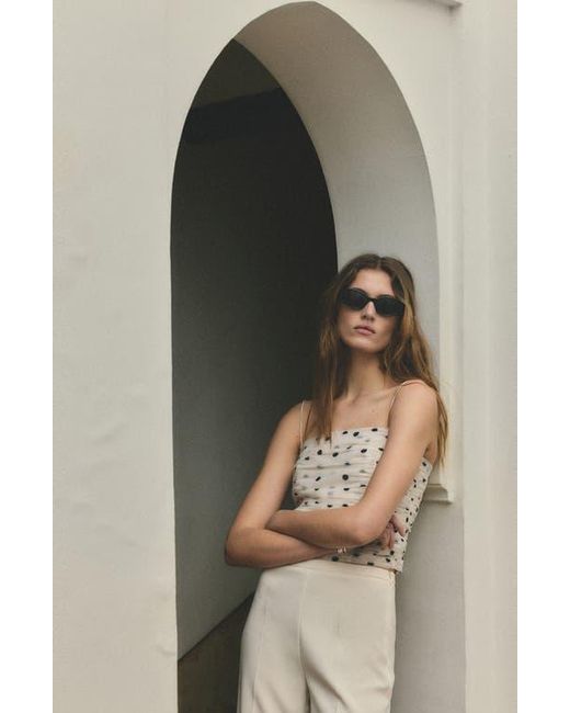 Mango Natural Ruched Dot Camisole