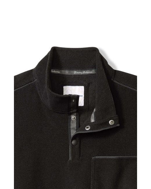 Tommy Bahama Black Sea Brook Textured Fleece Quarter Snap Pullover for men