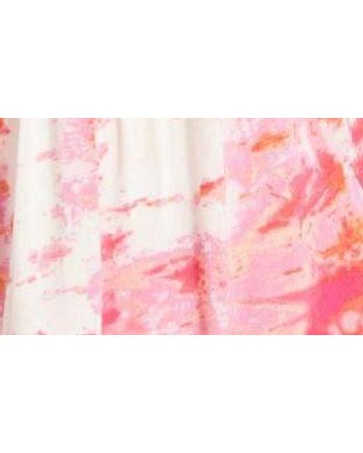 Beach Lunch Lounge Pink Camila Floral Flutter Sleeve Dress