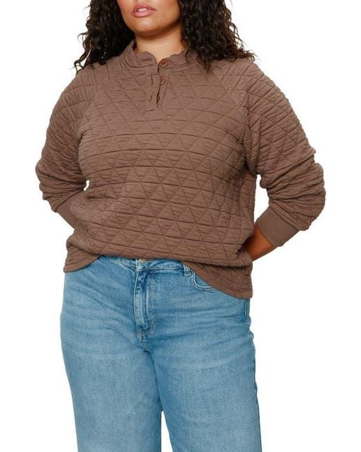 Sanctuary Brown Quilted Popover Top