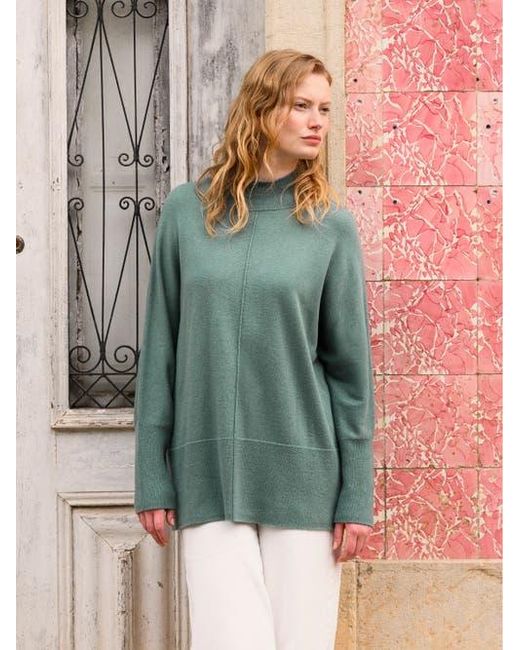 Celtic & Co. Green Drape Funnel Neck Sweater