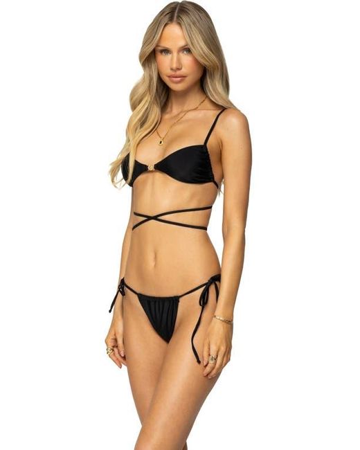 Edikted Black Buffie Wrap Bikini Top
