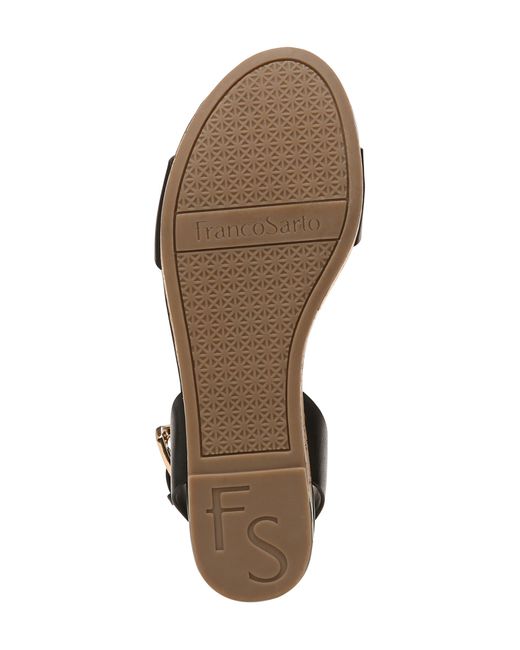 Franco Sarto Black Presley Ankle Strap Platform Wedge Sandal